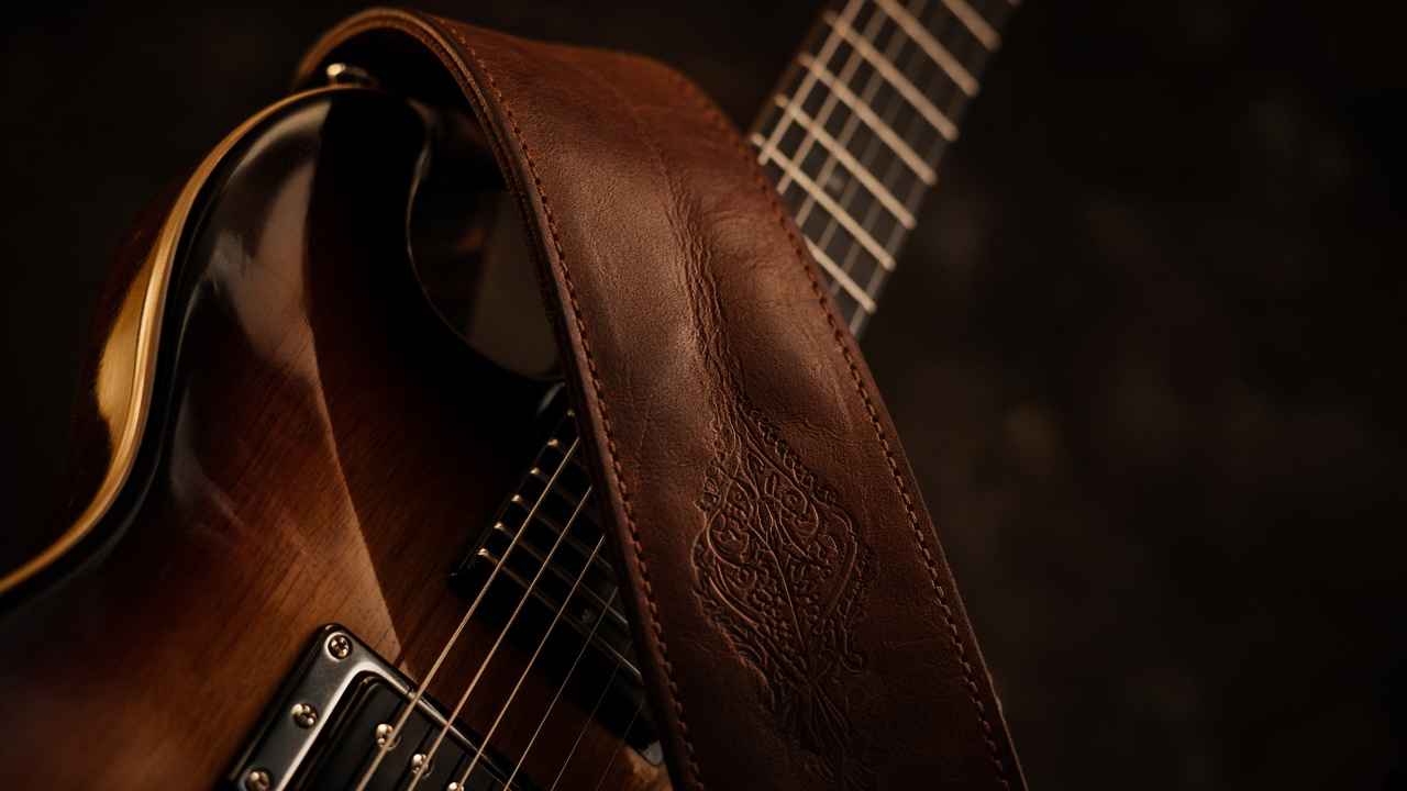 Illustration: guitar straps and strap locks - AI-generated artwork, not a photo of a specific product