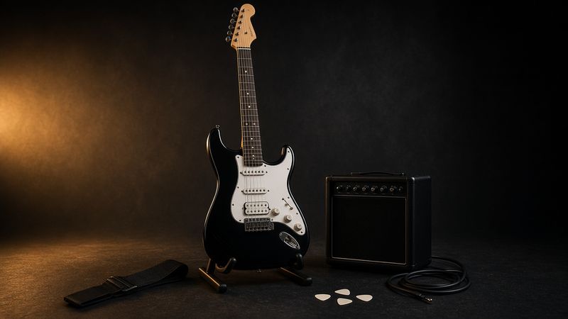 Illustration of a Squier Affinity Series Stratocaster HSS Pack - AI-generated, not a photo of the exact product